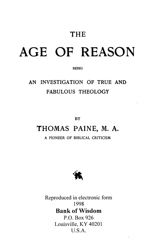 The Age of Reason